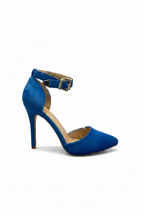 Blue Suede Ankle Strap Heel 221