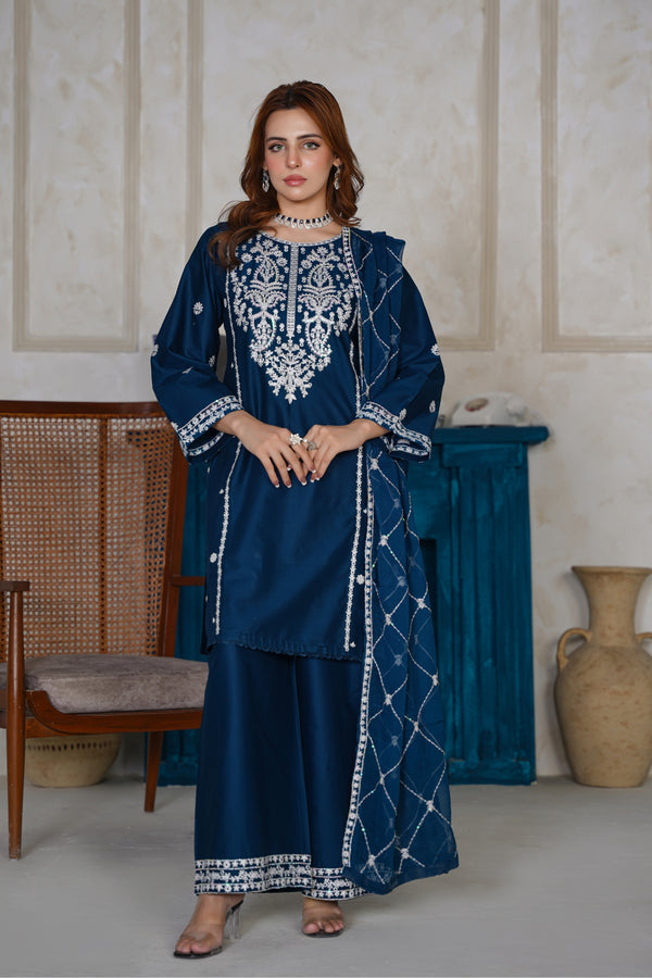 Attire Designer Embroidered Cotton Lawn 3PC Suit AD-21