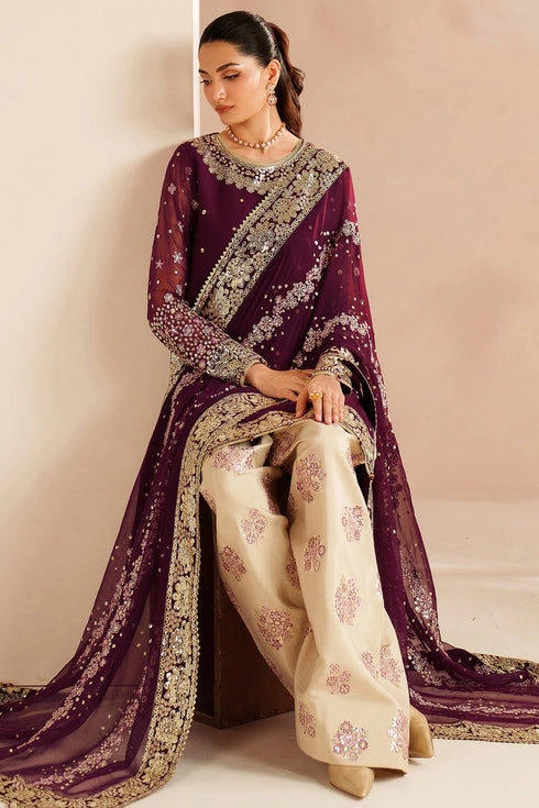 Farasha Embroidered Chiffon Suit Maple Glow