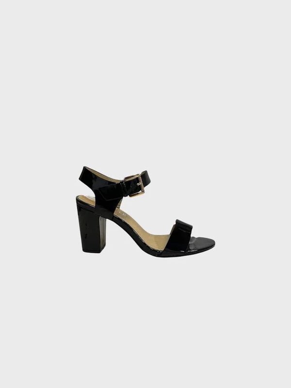 Black Patent Ankle Strap Heel 1840