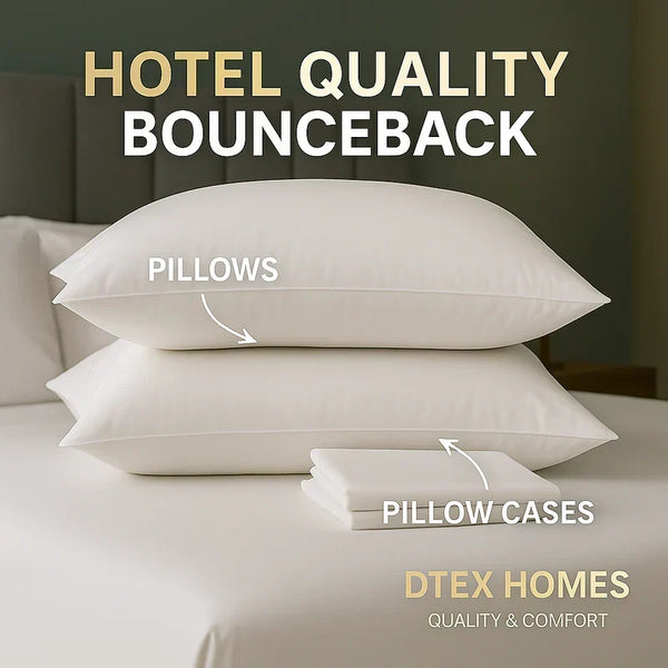 Hotel Quality Bounce Back Pillows with Pillow Case 2 Pack Soft Luxury Bed Pillow
