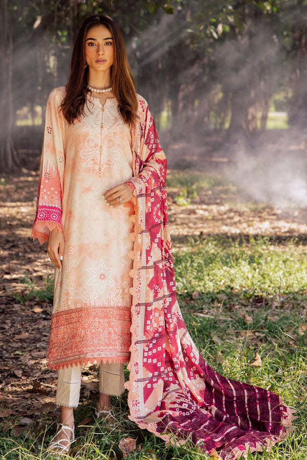 Nureh Embroidered Leather Peach 3 piece suit NSG-135