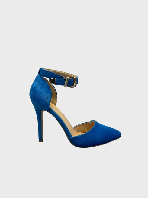 Blue Suede Ankle Strap Heel 221