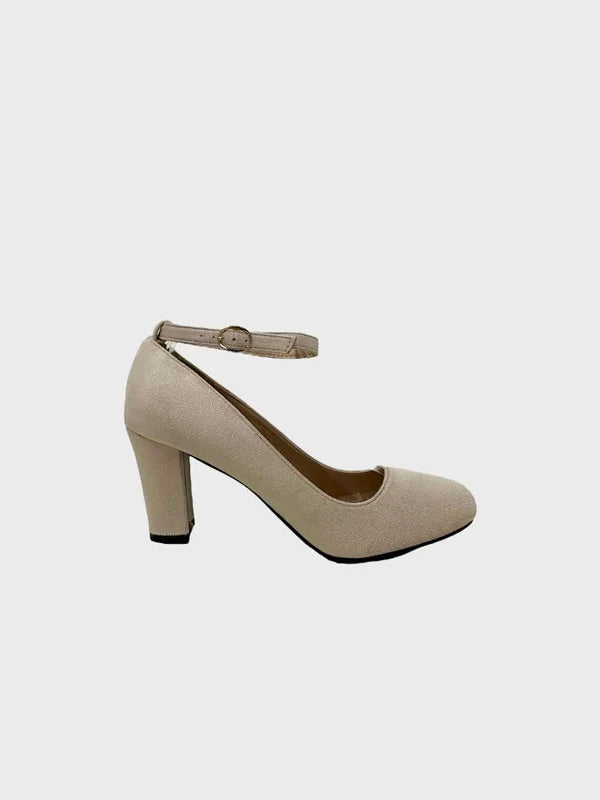 Nude Suede Ankle Strap Heel 1829