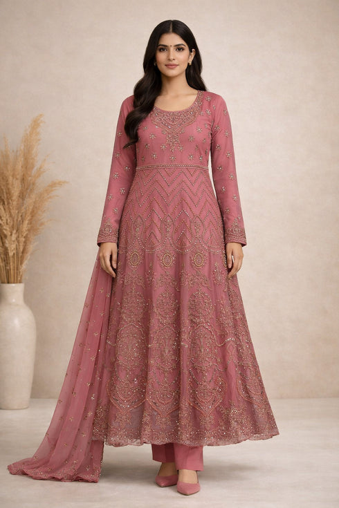 Baba Posh Embroidered Chiffon Maxi Suit with Sequins & Stone Work BP-03