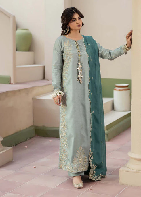 Zarqun Embroidered Raw Silk 3PC Suit 25103B