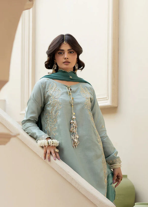 Zarqun Embroidered Raw Silk 3PC Suit 25103B