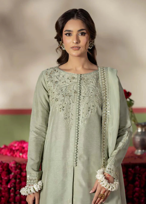 Zarqun Embroidered Raw Silk 3PC Suit 25102B