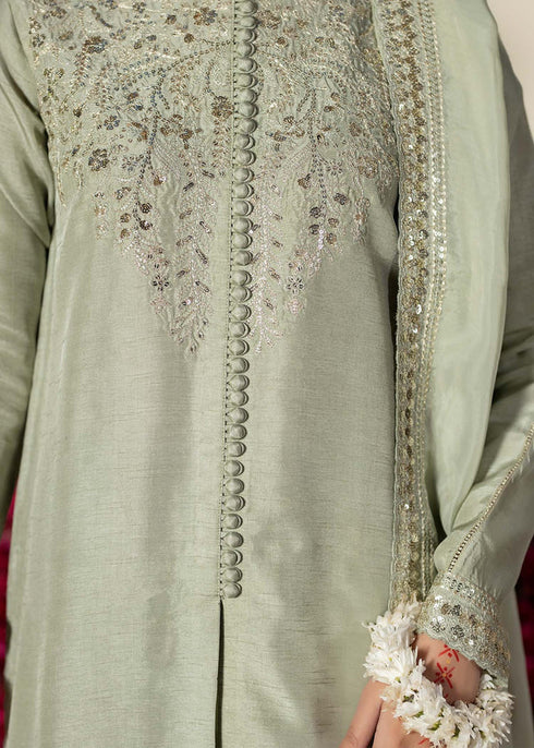 Zarqun Embroidered Raw Silk 3PC Suit 25102B