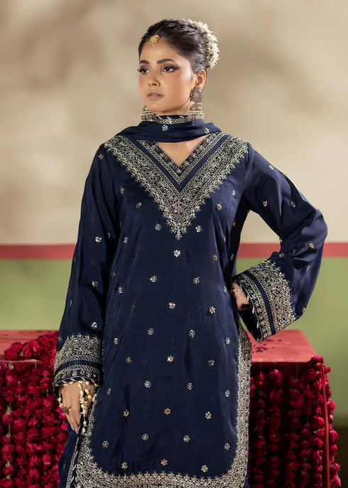 Zarqun Embroidered Raw Silk 3PC Suit 25101B