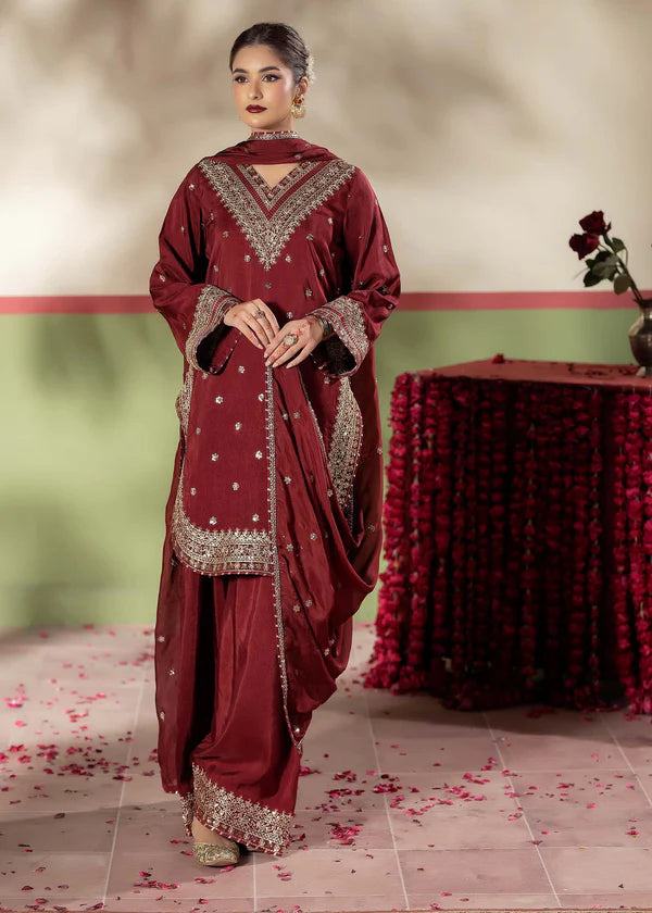 Zarqun Embroidered Raw Silk 3PC Suit 25101A