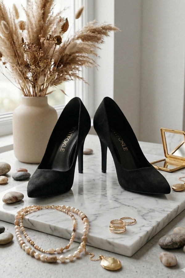 Black Suede Heel 12923