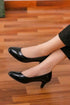Women Round Toe Kitten Heel Shoes Black patent G-20 PLUS
