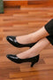Women Unisex Low Kitten Black Paintent Heel G20 Plus