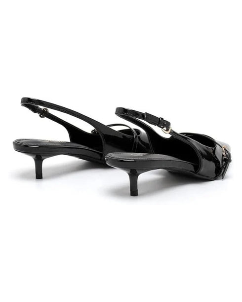 Women's Black Slingback Kitten Heel Shoes G-56955-2