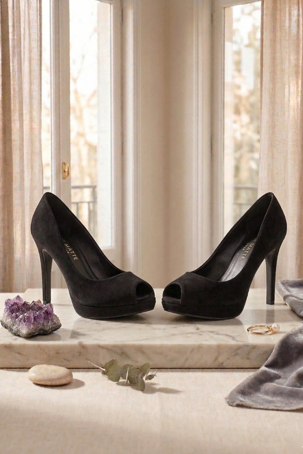 Black Suede Heel 12926