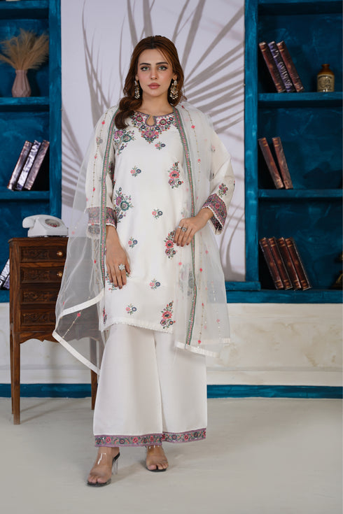 Attire Designer Embroidered Cotton Lawn 3PC Suit AD-18