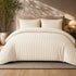 Luxury 4pc Satin Stripe Duvet Cover Set with Fitted Sheet – Soft Hotel Quality Bedding