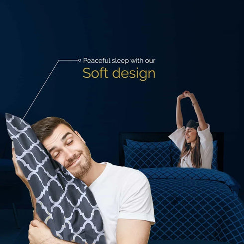 Spades Printed Grey Duvet Cover Set - 100% Cotton for a Stylish Bed