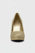 Gold Glitter Round Toe Diamante Stiletto High Heel Court Shoes – 014