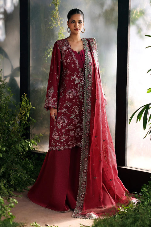 Afrozeh Embroidered Raw Silk Suit Yalira