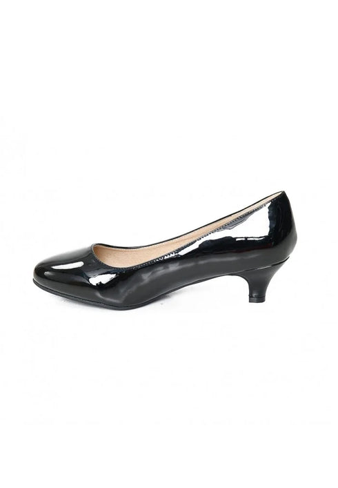 Women Unisex Low Kitten Black Paintent Heel G20 Plus