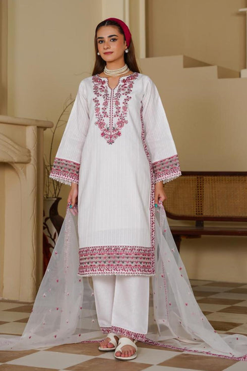 Attire Designer Embroidered Cotton Lawn 3PC Suit AD-12
