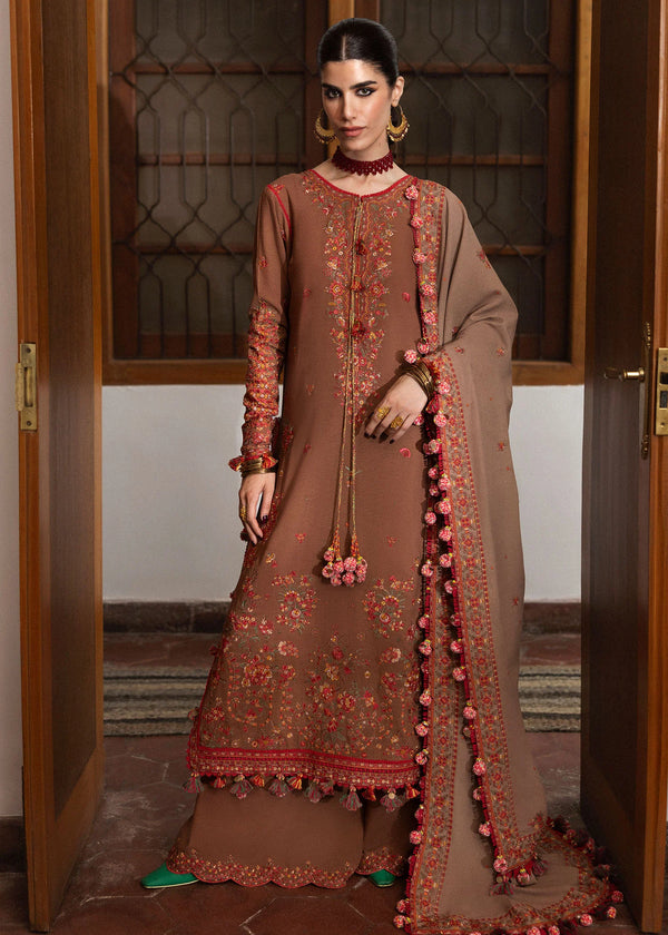 Hussain Rehar Embroidered  Karandi 3 Piece Suit Shay
