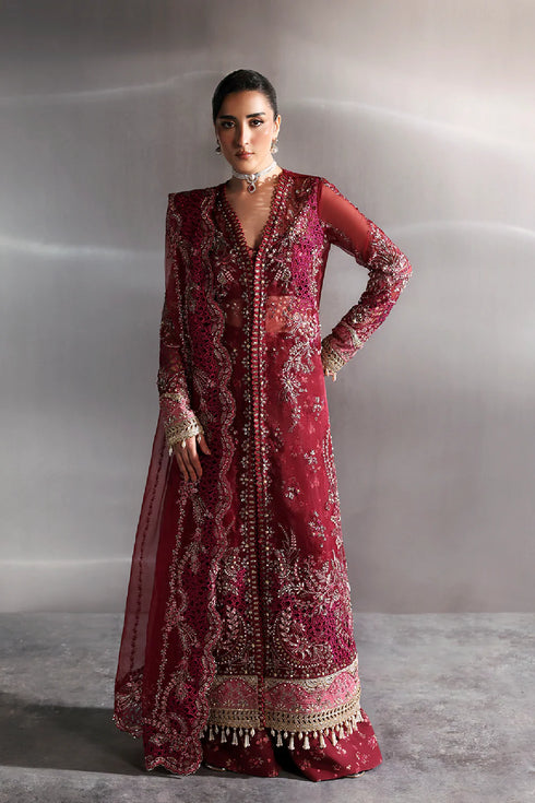Zarposh Embroidered Organza Suit GARNET
