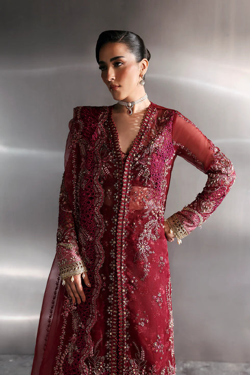 Zarposh Embroidered Organza Suit GARNET