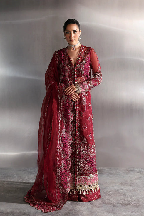 Zarposh Embroidered Organza Suit GARNET