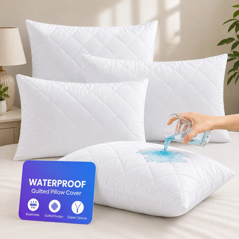 Waterproof Pillow Protectors Quilting Diamond Pattern | Pack of 4 | 50x75 cm