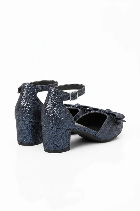Kids Black Glitter Shoes BS-608