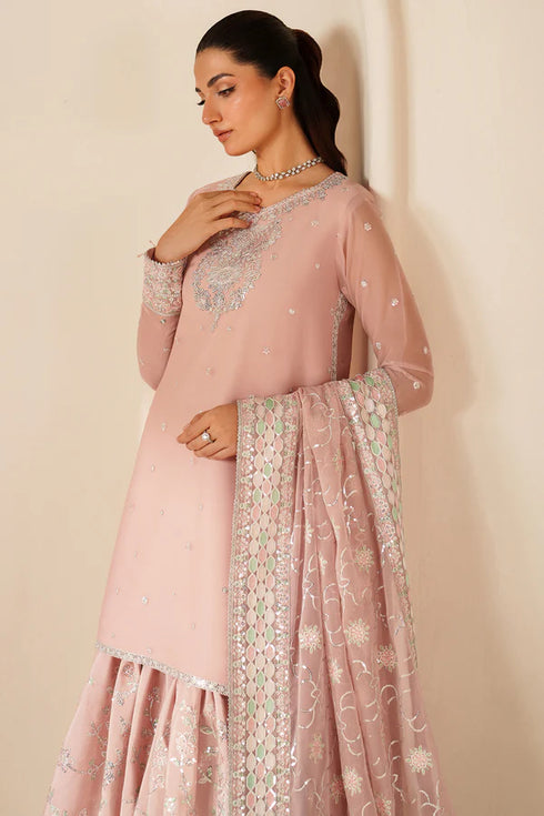 Farasha Embroidered Chiffon Suit Serene Petal