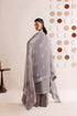 Farasha Embroidered Chiffon Suit Walnut Silk