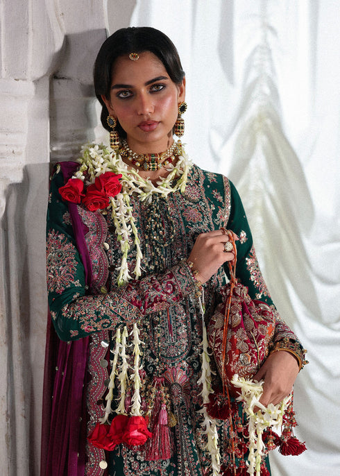 Hussain Rehar Embroidered Korean Raw Silk Suit Morni