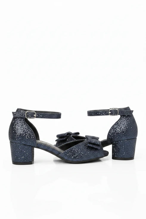 Kids Black Glitter Shoes BS-608