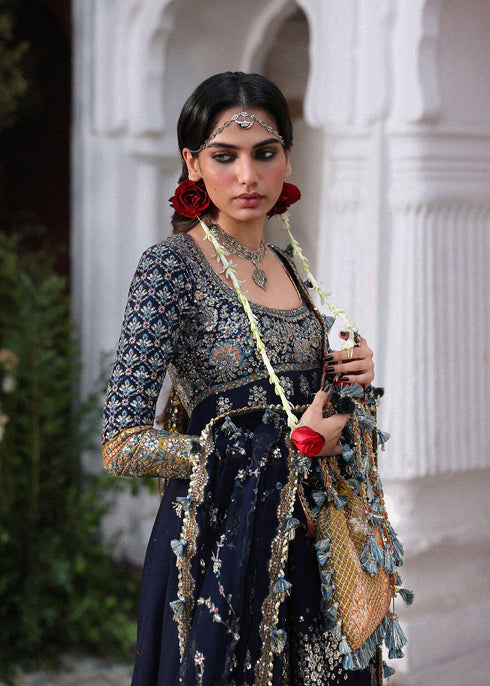 Hussain Rehar Embroidered Korean Raw Silk Suit Nain Tara