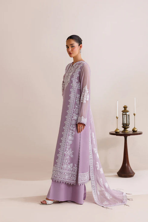 Farasha Embroidered Chiffon Suit Lilac Solace