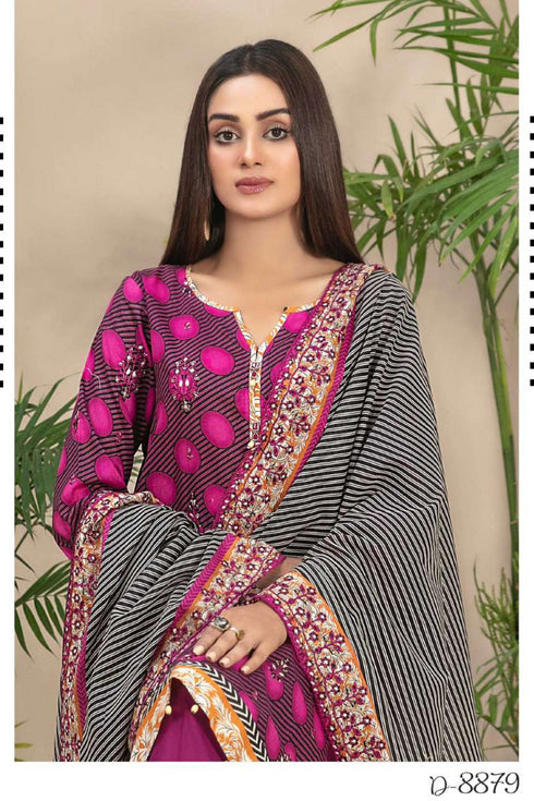 Tawakkal Embroidered Lawn 3 Piece Suit D-8879