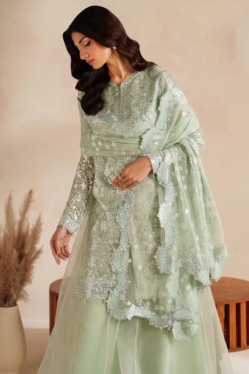 Farasha Embroidered Chiffon Suit Soft Fern
