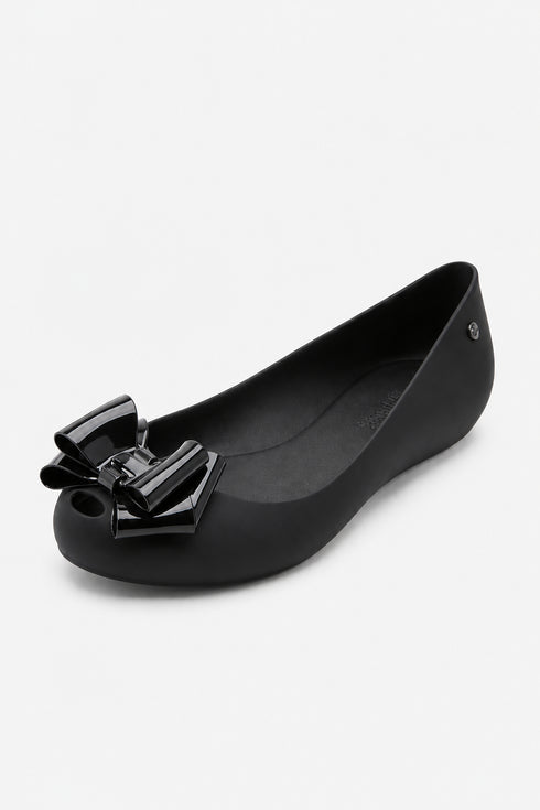 Women's Slip-On Jelly Ballet Flats with Elegant Bow Detail