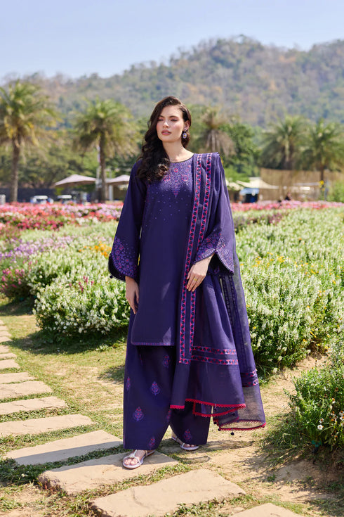 Farasha Embroidered Lawn 3 Piece Suit Serene Sky