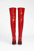 Women's Red Patent Thigh High Over The Knee Stiletto Boots Zip 12051