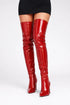 Women's Red Patent Thigh High Over The Knee Stiletto Boots Zip 12051