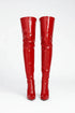 Women's Red Patent Thigh High Over The Knee Stiletto Boots Zip 12051