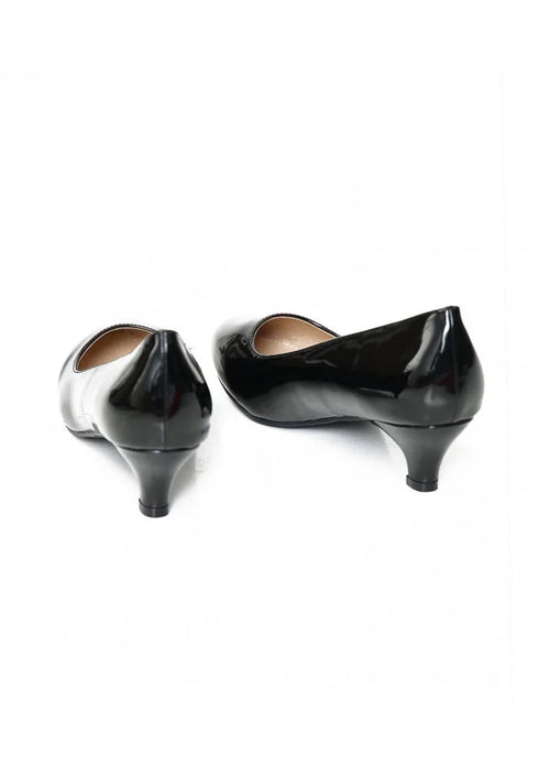 Women Unisex Low Kitten Black Paintent Heel G20 Plus