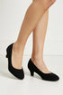 Women's Black Suede Low Kitten Heel Court Shoes Round Toe — G20