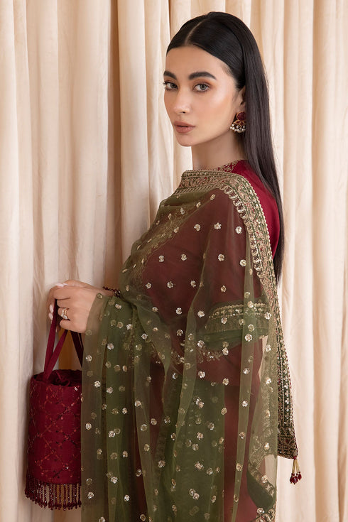 Jazmin Embroidered RAW SILK 3 Piece Suit UR-7004