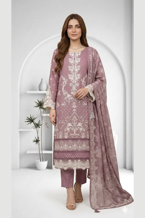 Attire Designer Embroidered Linen 3PC Suit AD-22